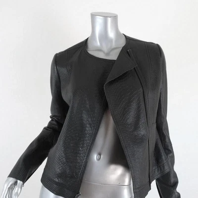 Vince Snake-Embossed Leather Motorcycle Jacket Graphite Size Small Biker Jacket - Image 1 of 4