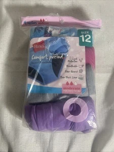 Hanes Period Underwear Girls 12 Hipsters Moderate Protection 4 Pairs - Picture 1 of 2