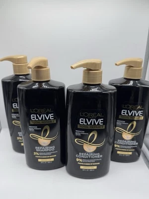 (4) L'Oreal Elvive Total Repair 5 Shampoo & Conditioner Damage Hair Pump 28Oz - Image 1 of 4