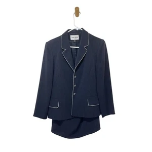 Conjunto de traje falda Albert Nipon blazer blanco ribete ropa profesional negocios mujeres talla 10 - Imagen 1 de 2