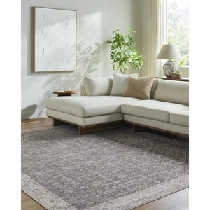 x Our PNW Home Spokane Vintage Border Area Rug, 6'6" x 9', Charcoal/Tan - Picture 1 of 7