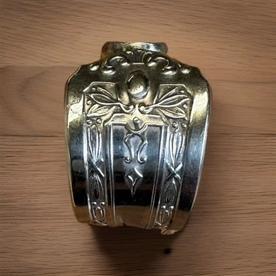 Anel colher vintage prata placa anel banda up ciclo presente para ela tamanho 7.5 - Imagem 1 de 4