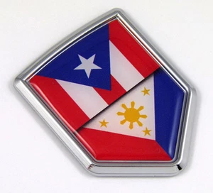 Puerto Rico Philippines Flag Car Chrome Emblem Decal Sticker with adhesive - Imagen 1 de 3