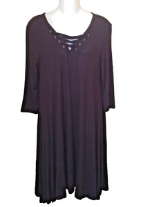 rue21 Swing Skaterkleid schwarz gekreuzter Ausschnitt 3/4-Ärmel neu mit Etikett Damen Small - Bild 1 von 4