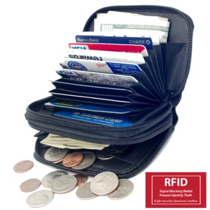 Portafoglio donna in pelle con blocco RFID 2 zip porta carte fisarmonica - Foto 1 di 11