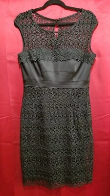 Vestido para mujer Jax sin mangas bordado look llave agujero trasero talla 8 color negro Foto 1 de 4