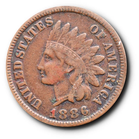 1886 T-1 Indian Head Cent 1C Full Liberty VF Details Cover