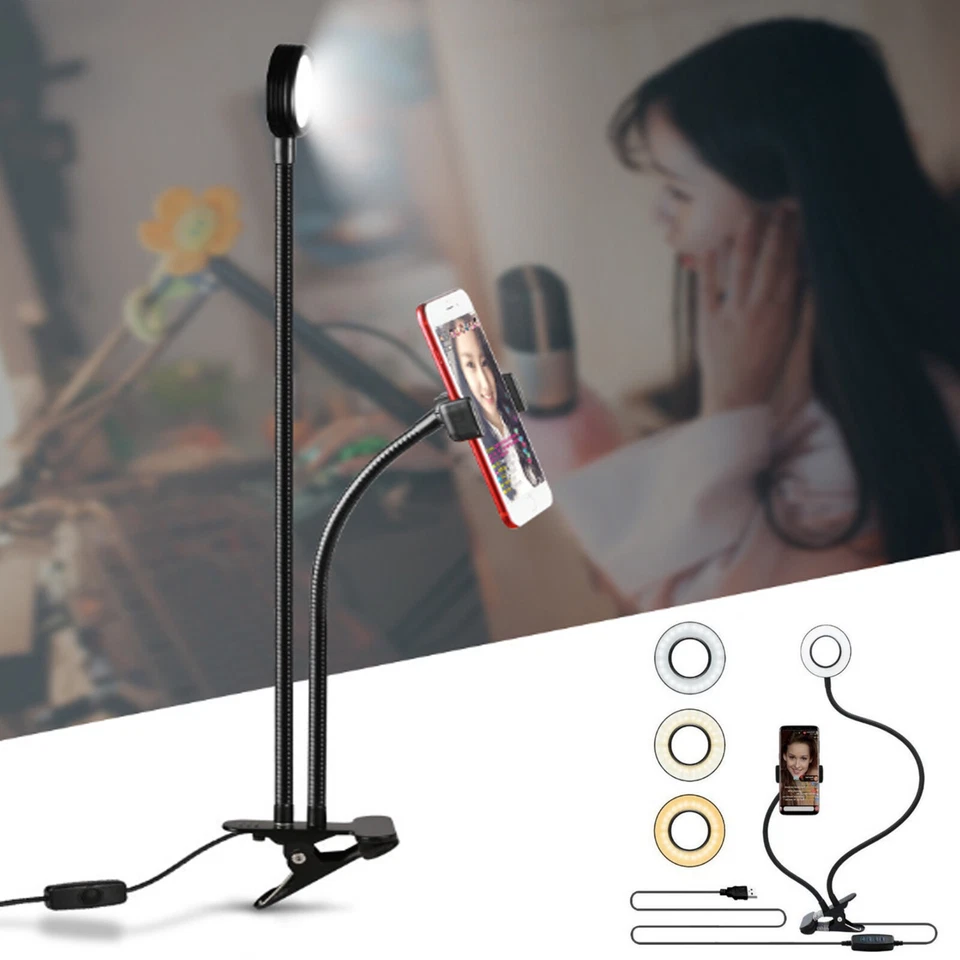 LED Selfie Ring Light with Cell Phone Holder Stand for Live Stream and Makeup - Image 1 of 4