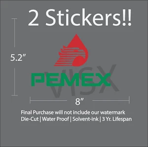 Pemex Gasóleo Paquete de 2 Divertidas Calcomanías Vinilo Coche Laptop Parachoques Pegatina México 8" - Imagen 1 de 1