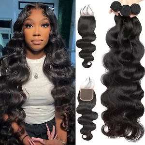 Body Wave Echthaar Konvolut mit 5x5 Lace Verschluss Remy Echthaar Extensions - Bild 1 von 15