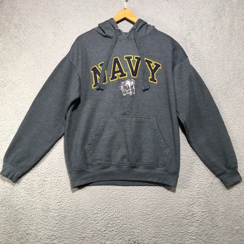 Navy Midshipmen Hoodie Mens L Large Gray Pullover Sweatshirt Old Varsity Vintage Cover