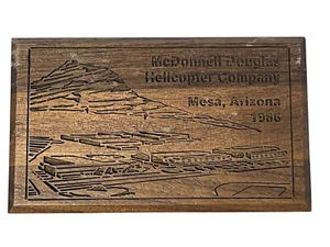1986 McDonnell Douglas HELICOPTER Company Mesa Arizona Wood Plaque Whirlybird - Picture 1 of 7