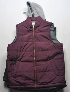 (2) Weatherproof Vintage Vest Lot Burgundy & Hooded Flannel Lined Green - Picture 1 of 4
