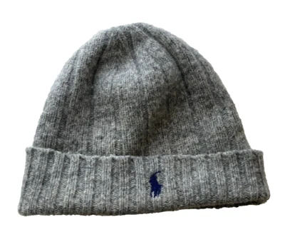 DE COLECCIÓN POLO RALPH LAUREN GRIS CORDEROS LANA PUÑOS GORRO SOMBRERO MUJER HOMBRE OS Foto 1 de 3