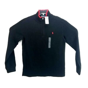 Polo Ralph Lauren Size XL 18-20 1/4 Zip Sweater LS Black with red NWT VTG - Picture 1 of 3