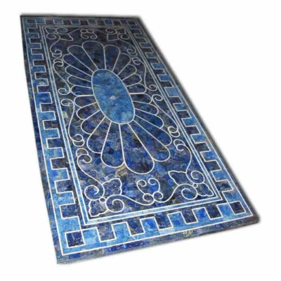 4'x2' Blue Lapis Malachite Marble Table Top Dining Coffee Center Inlay carved - Image 1 of 4