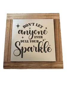 Your Sparkle Sign Plaque Rustic Wood Inspirational Desk Décor Gift 5.9×5.9×0.7in - Picture 1 of 2