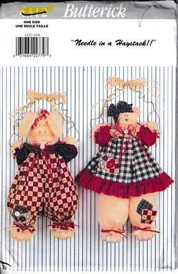 Vtg Wall Hanging Maybearry & Muffin Bear Bunny Dolls Home Decor Sewing Pattern - Image 1 of 4