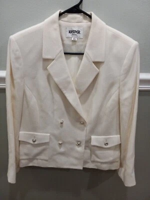 KASPER WOMENS PETITE SOLID IVORY / WHITE VERY ELEGANT DRESS JACKET SIZE 12P READ - Image 1 of 4