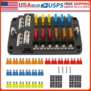 Placa de bloque de caja portafusibles de hoja de distribución de energía para automóvil de 12 vías 12V-32V - Imagen 1 de 12