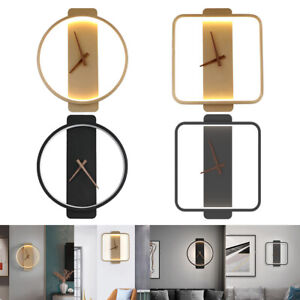 Modern Minimalist Silent Wall Clock LED Lamp Art Living Room Decoration