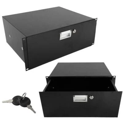 19" 4U Steel Plate Locking Drawer Pro Audio DJ Server Rack Lock Storage Cabinet - Image 1 of 4