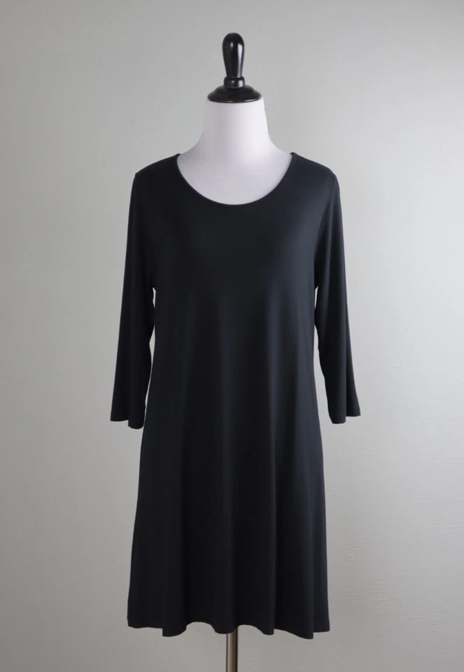 Cómoda camiseta túnica larga negra lisa elástica súper suave de EE. UU. $119 talla pequeña Foto 1 de 4