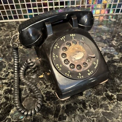 Teléfono de escritorio giratorio negro vintage Bell System Western Electric modelo 500DM R83-3 Foto 1 de 4