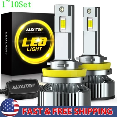 H11 LED Headlight Super Bulbs Bright 6500K White 40000LM HIGH/LOW BEAM 1-10Set - Image 1 of 4