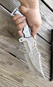 CUSTOM HANDMADE FORGED DAMASCUS STEEL TRACKER Hunting SURVIVAL KNIFE FULL TANG - Picture 1 of 6