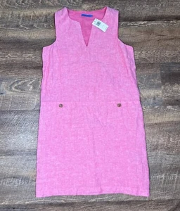 J. McLaughlin Rue Linen Shift Dress Peony Pink Medium Beach Resort Summer - Picture 1 of 9