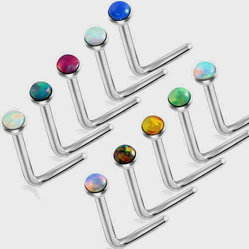 2 мм цветной опал драгоценный камень нос гвоздики L форме изогнутый стержень кости кольцо винт пирсинг 20g - Изображение 1 из 3