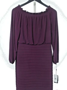 ADRIANNA PAPELL WOMENS MATTE JERSEY SMOCKED AND PINTUCKED DRESS SIZE 6 NWT - Picture 1 of 7