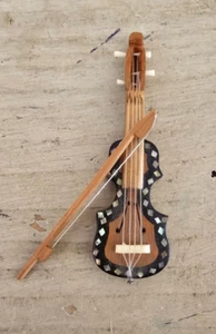 Vintage soprammobile miniatura Violino in legno con archetto e scatola in legno - Picture 1 of 3