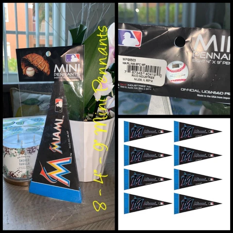 ⚾️Miami Marlins  MLB 4x9 Mini PENNANT Banner Flag - Set of 8 {Brand New}⚾️ Cover