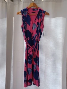 NWT Tommy Hilfiger Sleeveless Collar Neck Tie Waist Midi Dress Size 2 - Picture 1 of 7