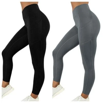 Women High Waist Gym Leggings Pocket Fitness Sports Running Ladies Yoga Pants UK - Image 1 of 4