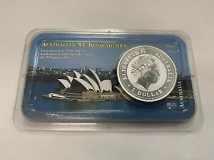 2001 Australia Kookaburra $1 Dollar 1 oz .999 Fine Silver, Littleton Holder - Picture 1 of 2