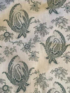 KATHYRN IRELAND Paisley Stripe blue linen 2+ yards - Picture 1 of 5