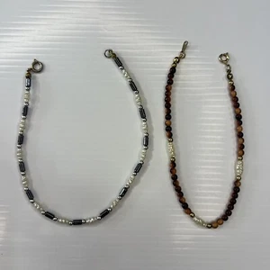 H1 Lot Beaded Freshwater Beaded Hematite Beads Girls Orange Retro Necklaces 10” - Picture 1 of 7