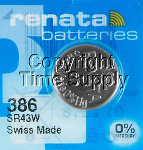 10 pc 386 Renata Watch Batteries SR43W 0% MERCURY - Picture 1 of 2