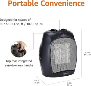 Amazon Basics Ceramic Space Heater, Portable Indoor Heating Solution, with Overh - Picture 1 of 7