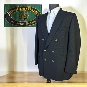 Blazer vintage Jonathan Banks para hombre 40R negro doble botonadura botones dorados - Imagen 1 de 12