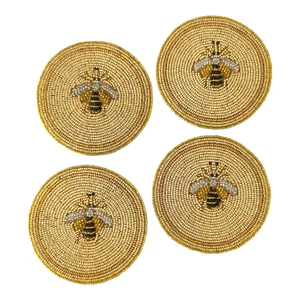 Stripey Bee Coaster Set of 4 | Hand-Beaded Glass Beads Joanna Buchanan Bumblebee - Picture 1 of 5