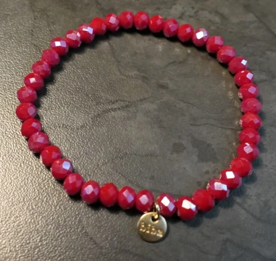 Biba Kristall Armband, 17 cm, Rot glänzend dehnbar - Bild 1 von 3