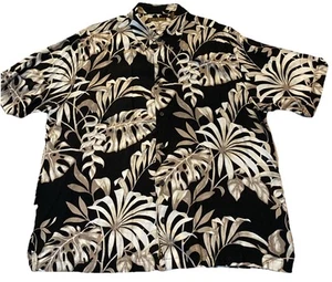 Cubavera Shirt  Black & Brown Floral Hawaiian Button Up Short Sleeve Mens XXL - Picture 1 of 21