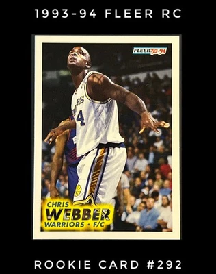 Fleer Chris Webber #292 1993-94 Rookie Gem MT RC perfectamente centrado envío rápido Foto 1 de 3