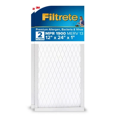 12X24X1 MERV 13 Air Filter 2-Pack Premium Pleated Electrostatic - Image 1 of 4
