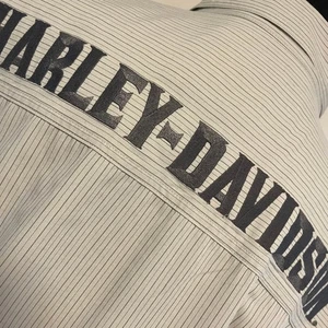 Harley Davidson Shirt Gray Striped Mechanic Garage Biker Motorcycle Men's L - Picture 1 of 5