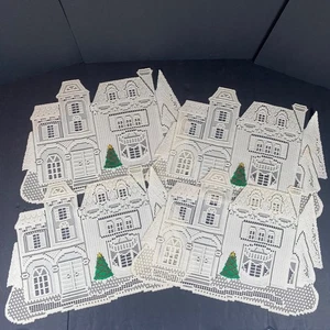 Juego de 4 tapetes de casa de encaje con acento de árbol de Navidad 19,5" x 13" - Imagen 1 de 7
